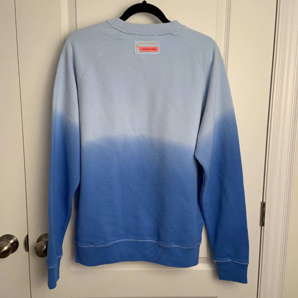 Men's Scotch & Soda Aloha O'Clock Crew Neck Sweatshirt Gradient Blue Size M - Picture 10 of 14